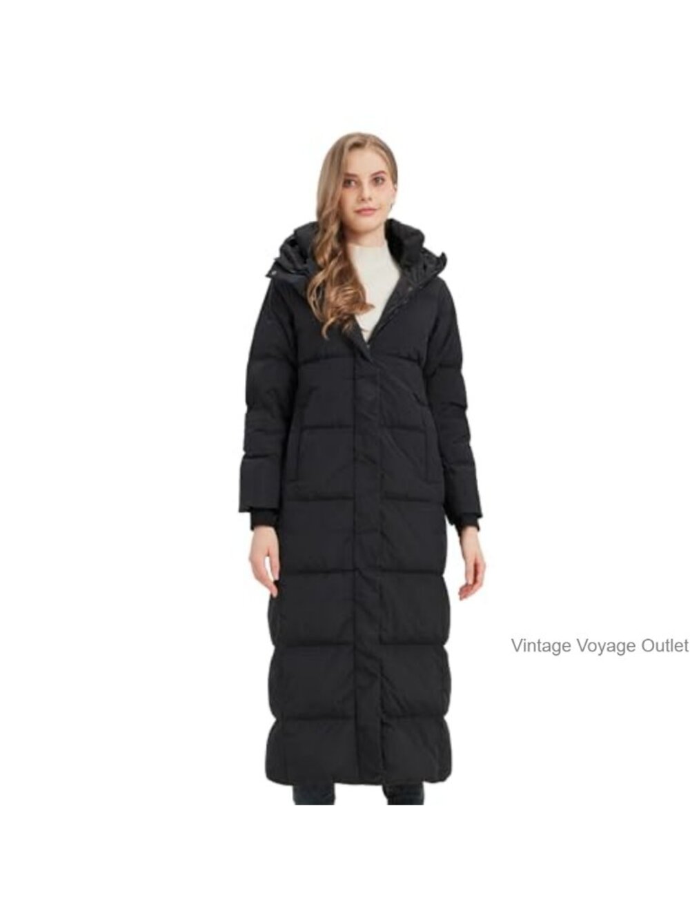 Long Down Coat Hooded Winter Puffer Jacket Full Length Water Resistant